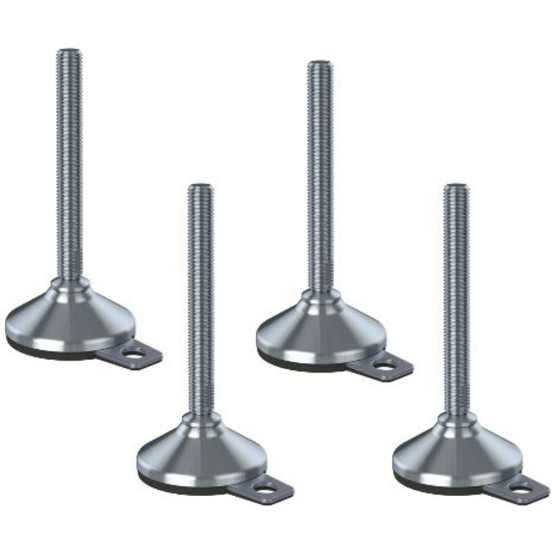 Stainless levelling foot 16x150x80mm base and anti-vibration pad 2200kg-Set of