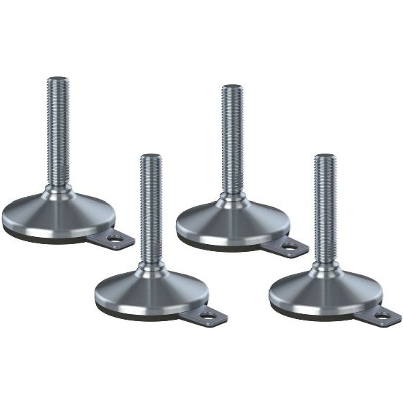 Stainless levelling foot 20x100x105mm base and anti-vibration pad 2200kg-Set of