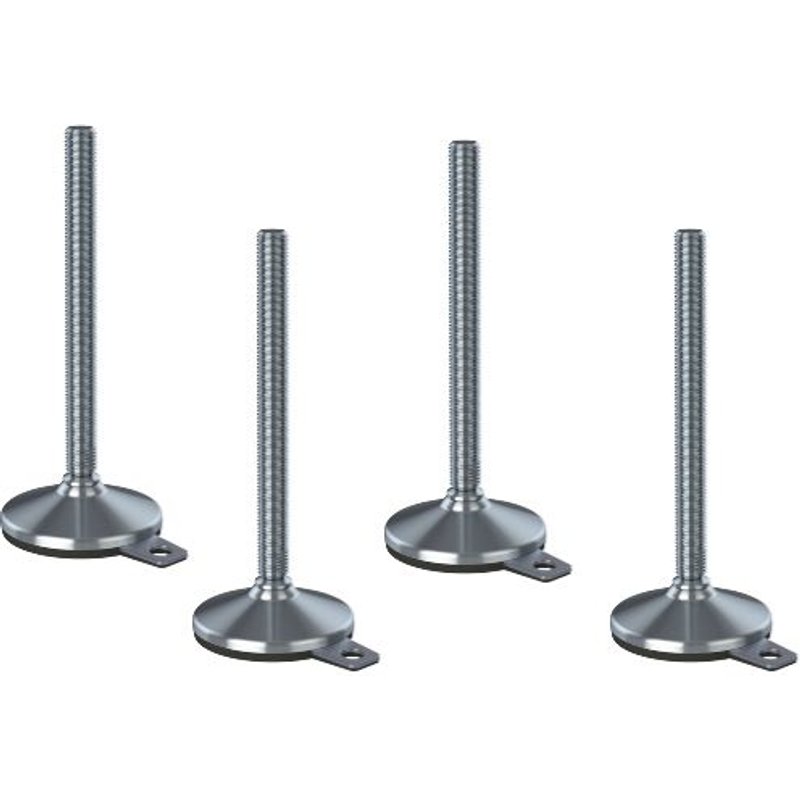 Stainless levelling foot 20x230x105mm base and anti-vibration pad2200kg-Set of 4