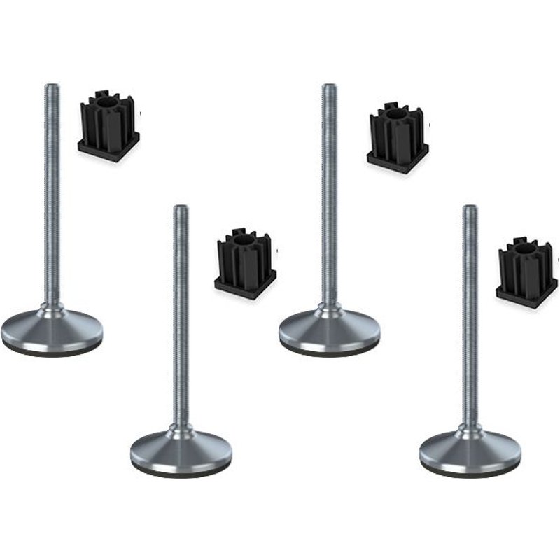 Stainless foot 16x150x105mm, base has rubber pad + inserts 40x40x1.50mm -Set of