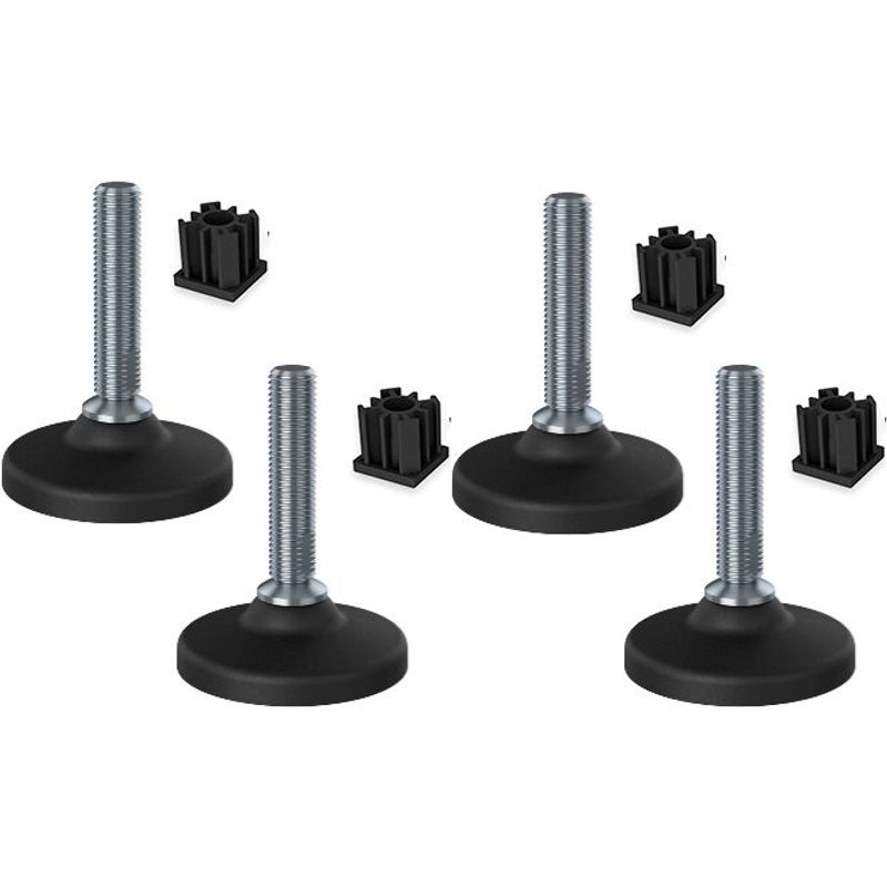 Stainless levelling feet 16x70 plastic base + inserts 40x40x12 2.0mm - 4 pcs