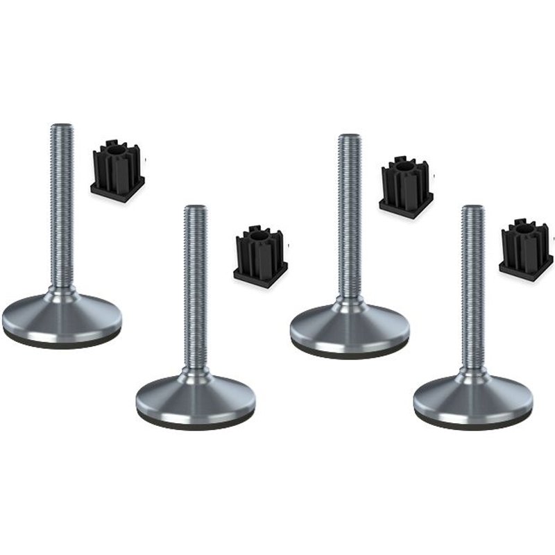 Stainless foot 16x150x105mm, pad & fixing hole+inserts 50x50x1.5mm -Set of 4