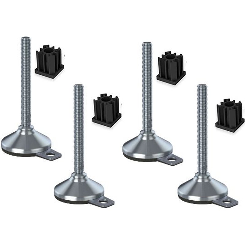 Stainless foot 16x150x80mm, pad & fixing hole+inserts 40x40x1.5mm -Set of 4