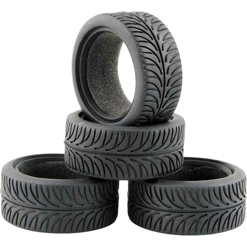 Pièces De Rechange En Caoutchouc Pour Pneus Tamiya 1/10 Rc, 4 Pièces, Accessoires De Performance Excellentes, Belle Adhérence Avec 4 Doublures D'Éponge Pour Chenille