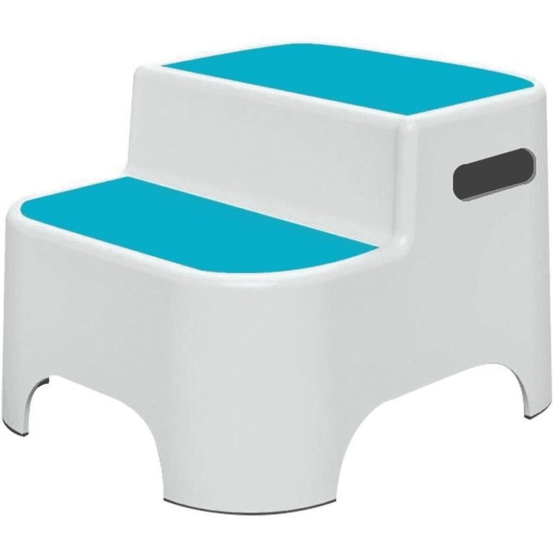 Marche Pied Salle De Bain Pour Enfant Double Blanc/Bleu