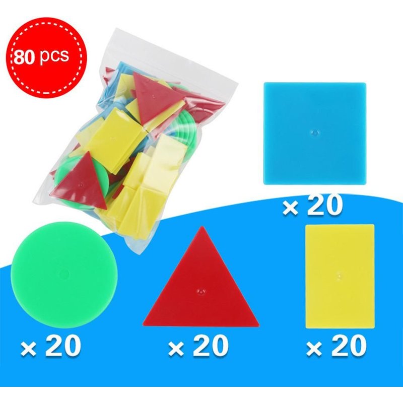 Disques Ronds, Triangles Et Carrés En Blocs De Géométrie, Fournitures D'Enseignement, Jouets D'Apprentissage Préscolaire, 80 Pièces/Ensemble