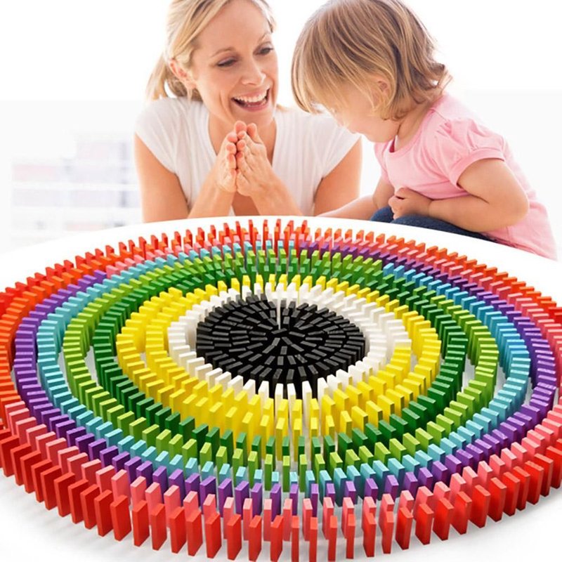 Blocs De Dominos Colorés En Bois, Jouets Éducatifs Pour Enfants, 120