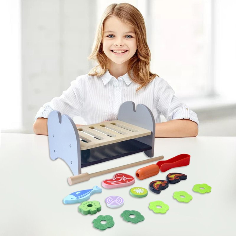 En Bois Gril Playset Nourriture Prétendre Playset Jouer Ensemble De Nourriture De Cuisine Jouets Jouets Éducatifs Enfants Barbecue Jouets Pour Les Âges 3 + Enfants Enfants