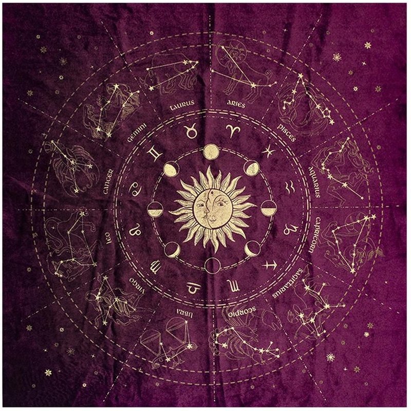 Nappe En Velours Pour Cartes De Tarot, 12 Constellations, Divination, Autel, Jeu De Société, Astrologie, Fortune, Oracle, 60x60cm, Nouveau