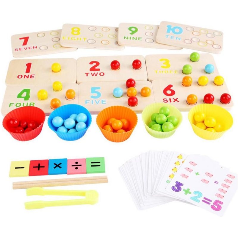 Jeu De Perles En Bois Arc-En-Ciel 4 En 1, Jouets À Empiler, Éducation Préscolaire, Bloc De Maths, Apprentissage De La Forme De Comptage