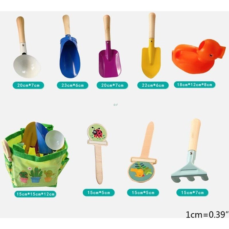 Jouet De Plage En Bois Et Métal, 8 Pièces, Pelle, Cuillère, Râteau Pour Garçons Et Filles, Jeu De Sable En Plein Air