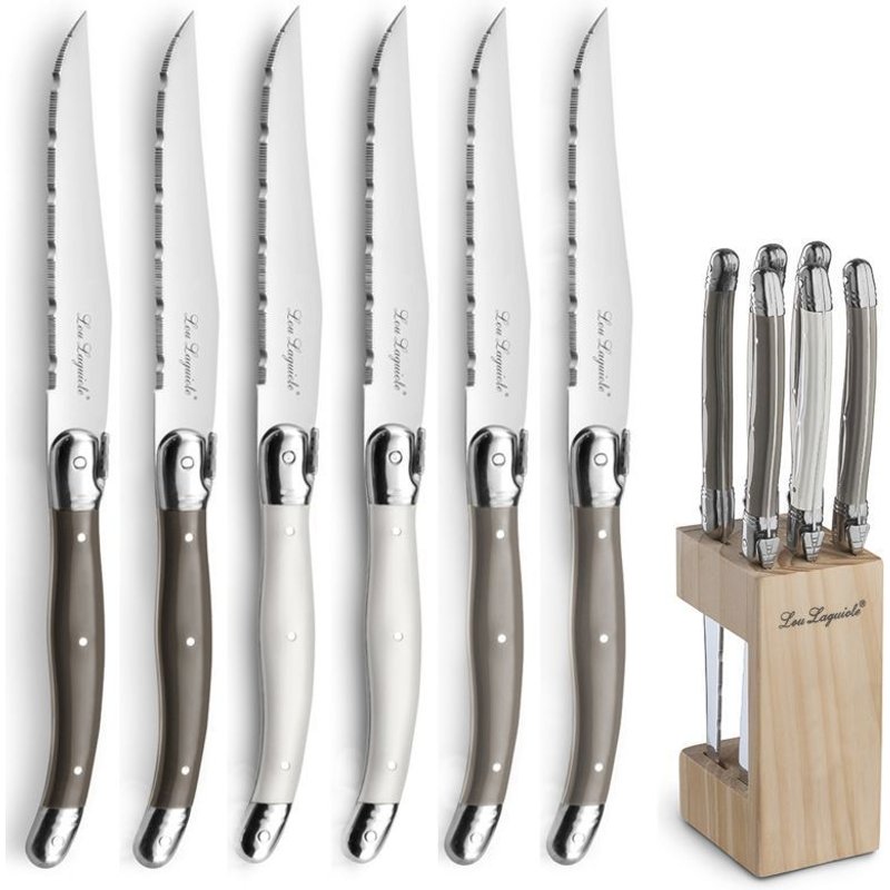Lou Laguiole Ensemble De Bloc À Couteaux À Steak 7 Pcs Multicolore