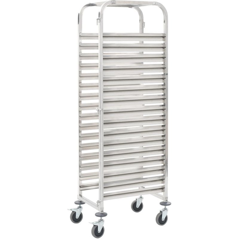 Vidaxl Chariot De Cuisine Pour 16 Plateaux 38x55x163 Cm Inox
