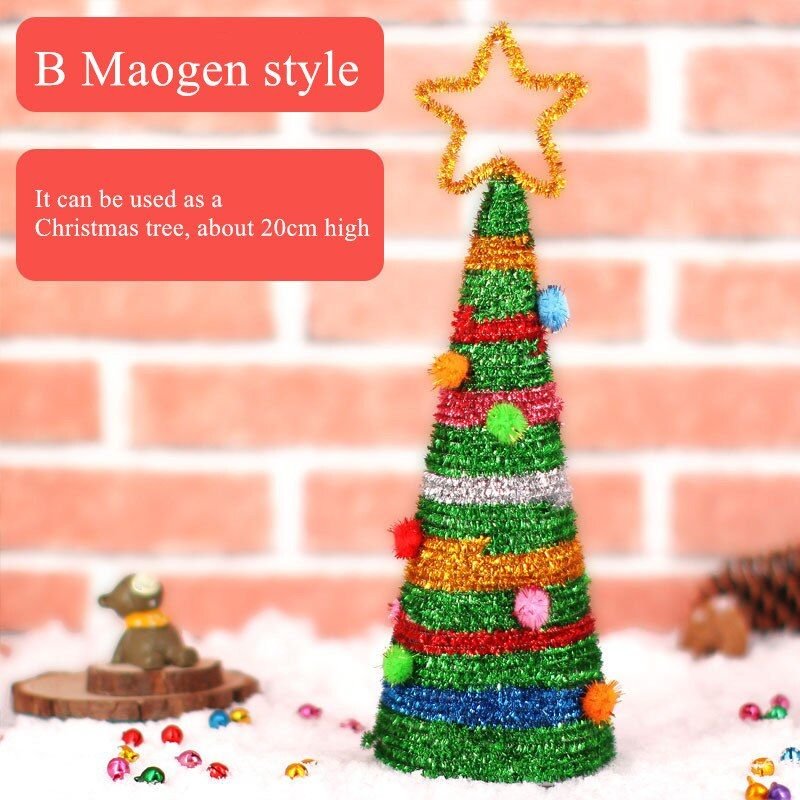 Arbre De Noël Pour Enfants, Jouet Créatif Fait À La Main, Dessin Animé, Ruban À Pompon Non Tissé, Kit Artisanal, Jouets Éducatifs D'Apprentissage Pour Enfants