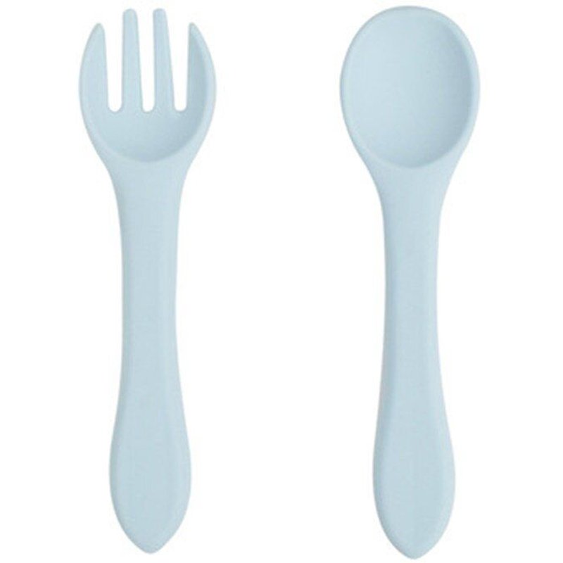 Cuillère En Silicone Souple Pour Bébé, 2 Pièces, Fourchette Couleur Bonbon Sécurité Bébé Apprentissage Cuillère Fourchette Antidérapante Enfants Garçon Fille Outil D'Alimentation