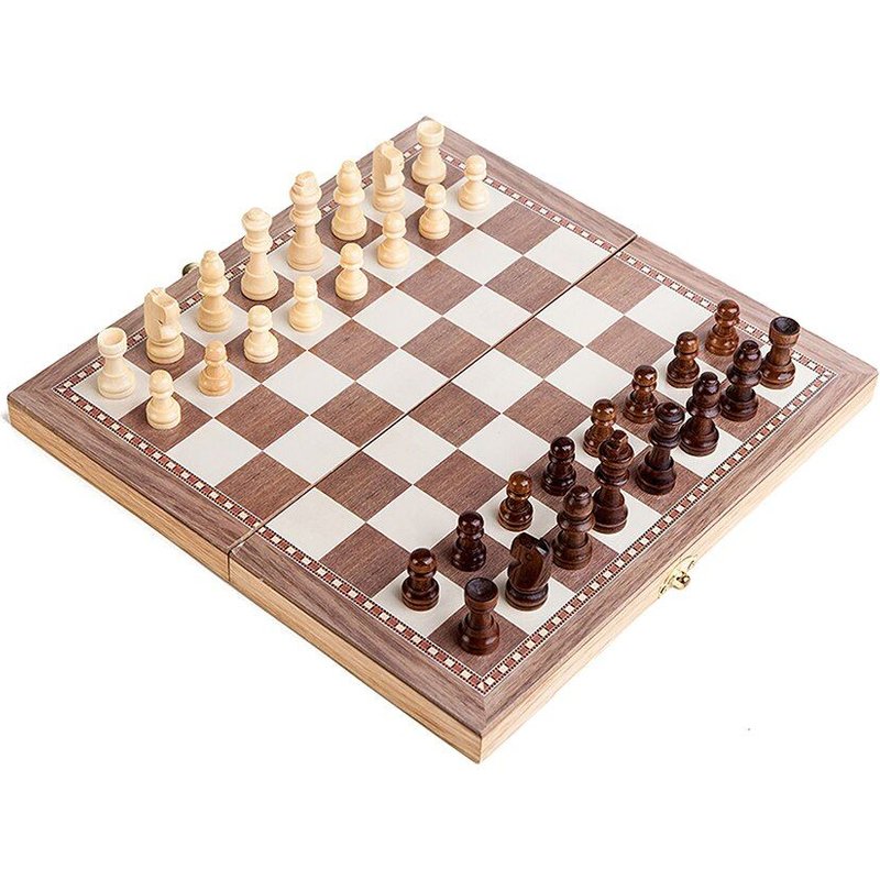 Jeu D'échecs Éducatif 3 En 1 Avec Planche De Jeu En Feutre, Échiquier Pliant En Bois, Boîte De Rangement À L'intérieur, Échiquier Pour Débutant, Jouet Cadeau