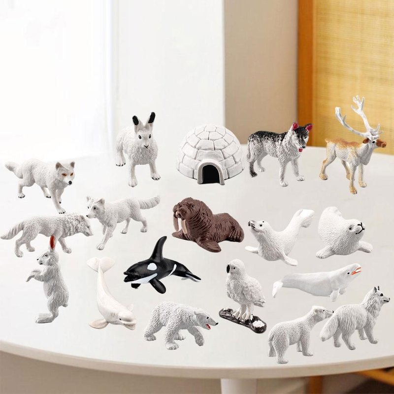 Lot De 18 Mini Figurines Animaux Arctique Réalistes, Modèles De Jouets, Décoration De Fête D'Anniversaire Et De Noël, Cadeau Pour Enfants