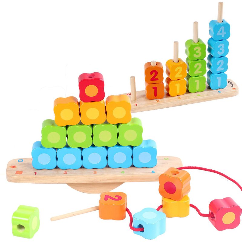 Blocs De Perles En Bois Éducatifs Pour Enfants, Jouets Multifonctions Pour L'Apprentissage Des Nombres Et Des Couleurs
