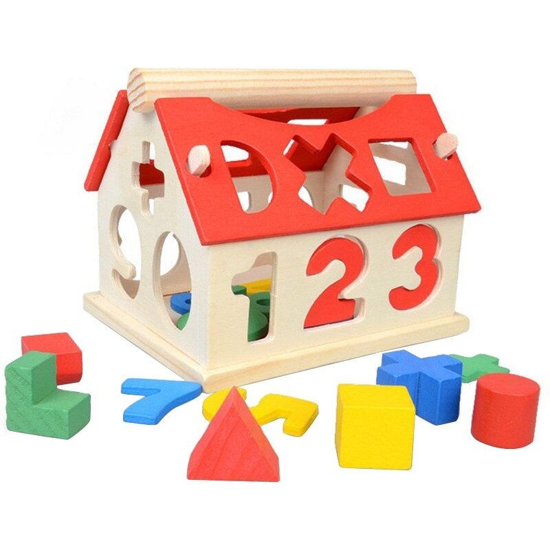 Maison Numérique En Bois, Blocs De Construction, Jouets Éducatifs D'Apprentissage Intellectuel, Jouet Pour Enfants Et Bébés, Cadeau Pour Enfants