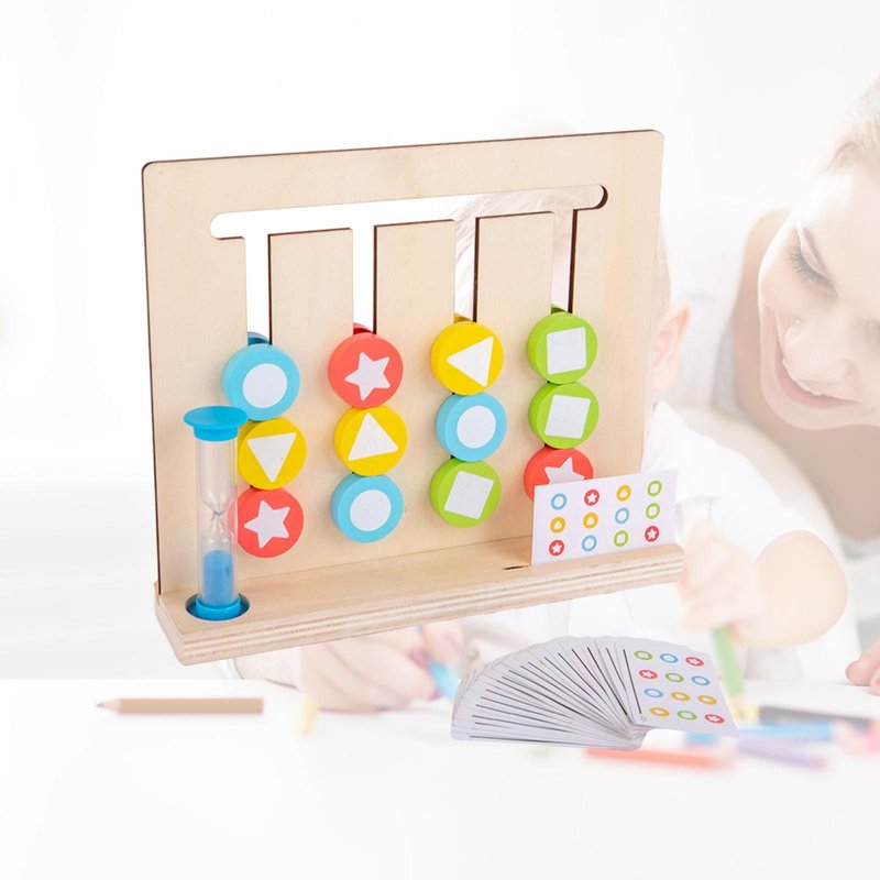Jeu De Société Coulissant En Bois Pour Enfant Âge Préscolaire, Casse-Tête De Couleur Pour La Cognition
