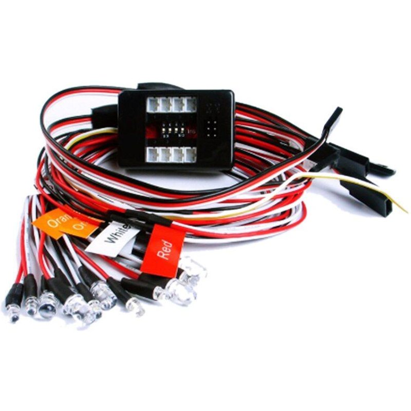 Kit D'Éclairage Led Pour Voiture Et Camion, Modèle Rc 1:10, 12 Lampes Frontales Clignotantes, Accessoires De Voiture