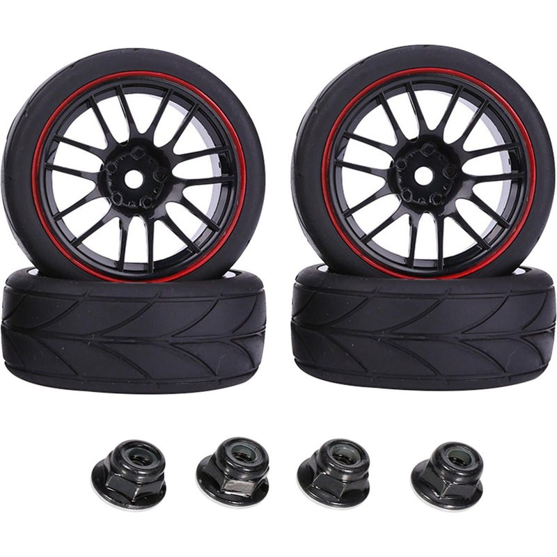 Pneus En Caoutchouc Universels Avec Écrous À Vis M4 Pour Voiture De Route Rc, Accessoires De Remplacement De Véhicule, Bricolage, 4 Pièces, 1/10