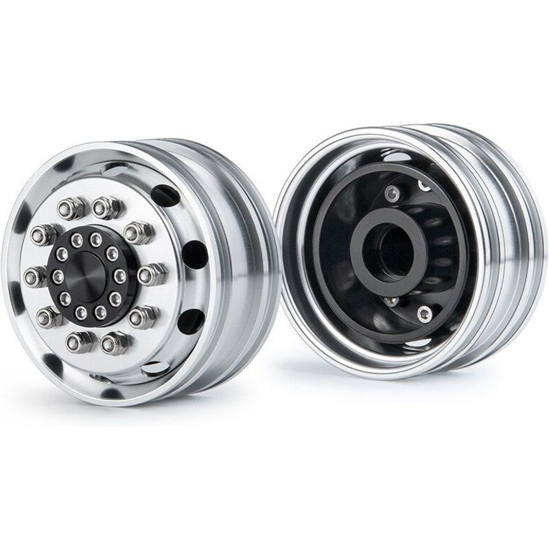 Roue Avant En Métal, 2 Pièces, Jante De Moyeu À 10 Rayons Pour 1/14 Tamiya Remorque Tracteur Camion Rc Voiture Sur Chenilles Pièces De Mise À Niveau