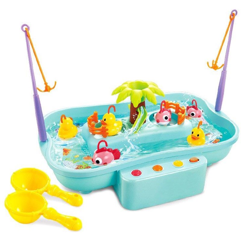 Hameçon De Pêche Rotatif Électrique, Jouets Parent-Enfant, Canard, Ensemble De Jouets Avec Poisson, Musique, Jeu Léger, Cycle De L'Eau, Jeu De Table Interactif, Cadeau