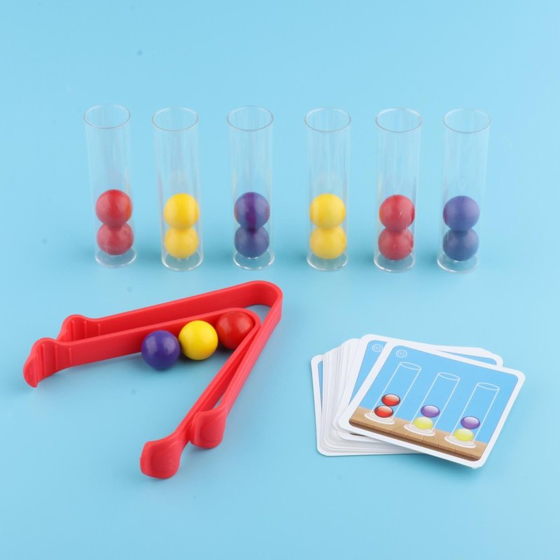 Jeu De Perles De Couleurs Assorties Pour Enfants De 3 À 5 Ans, Ensemble De Tubes À Essai Pour L'Apprentissage Précoce