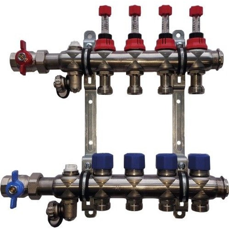 Kit collecteur inox pour plancher chauffant et rafraîchissant 20x27 - 7 circuits THERMACOME