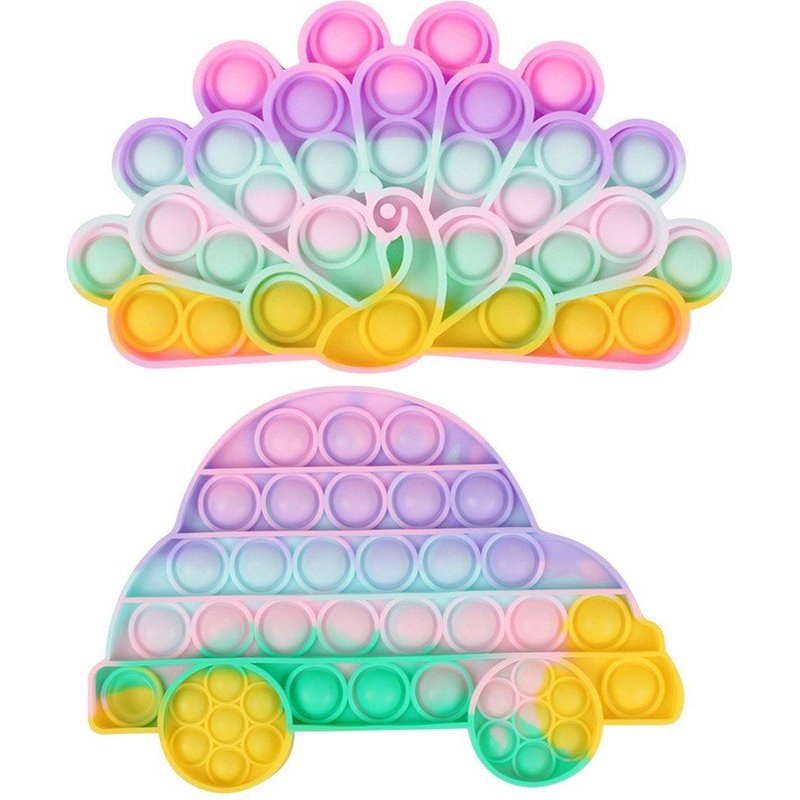 Jouet Anti-Stress En Silicone, Anti-Stress, Paon Push Bubble, Décompression, Dessin Animé, Pour Autisme, Besoins Spéciaux