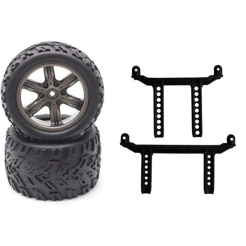 2 Ensembles De Pièces De Voiture Rc: 1 Ensemble De Pneus En Caoutchouc Pour Roues De Voiture Rc 16-Zj01 Et 1 Ensemble De Support De Coque 30-Sj04 Pièces De Rechange