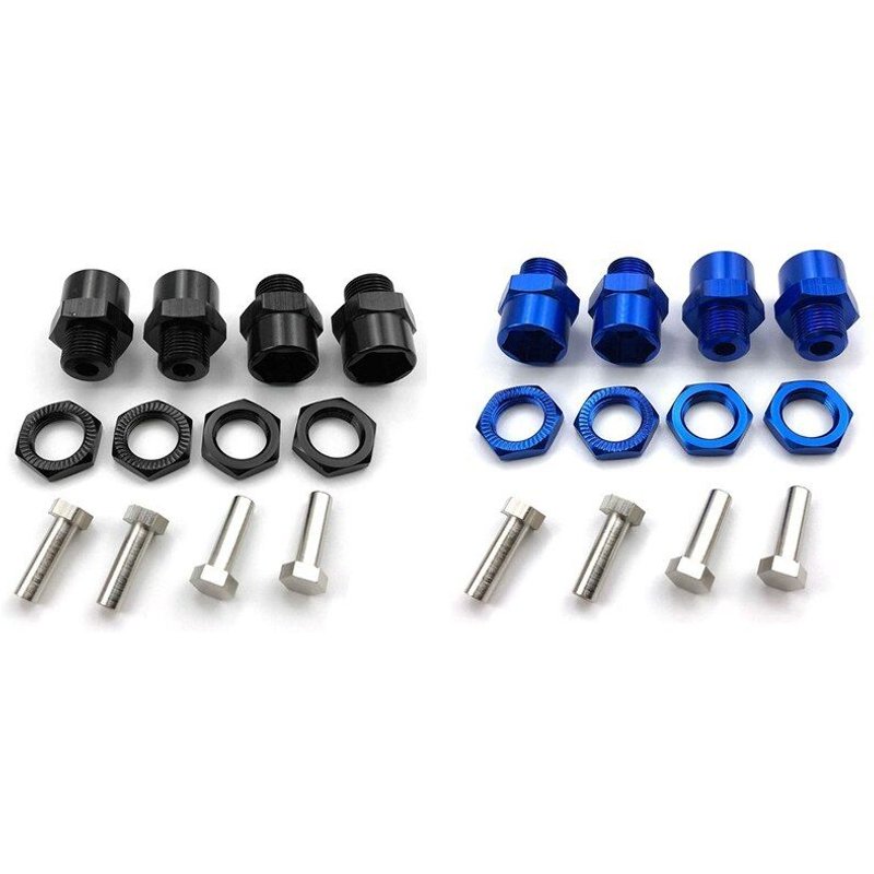 2 Ensemble 17mm Extension Roue Hexagonale Adaptateur De Moyeu Pour Hsp 1/10 Rc Voiture Buggy Camion Bigfoot Pouvez Utiliser 1/8 Pneus, Bleu Foncé Et Noir