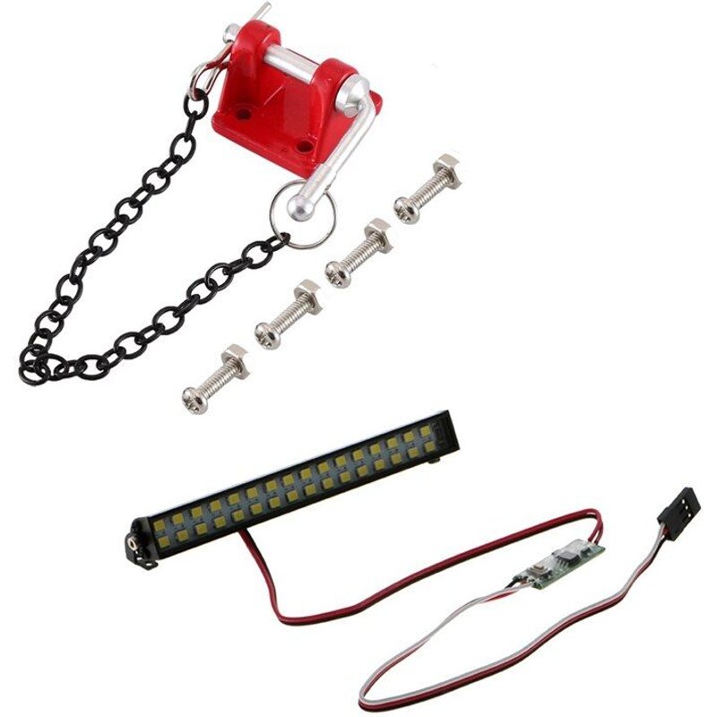 Crochet De Remorque De Remorque En Métal Pour Voiture Rc, Barre D'Éclairage De Toit Pour Axial Scx10 90046 Traxxas Trx4 Tamiya Cc01 D90 D110