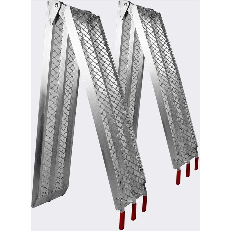 Lot de 2 rampes de chargement multi-usage pliante aluminium rail collision 226 cm jusqu'a 680 kg Helloshop26 3416087