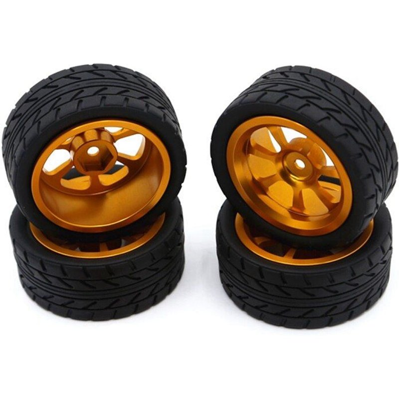 Pièces De Voiture Rc, Jante En Métal De 65mm + Pneus En Caoutchouc À Haute Adhérence, Pour Modèles 144001, A959, A959-B, 124019, 124018