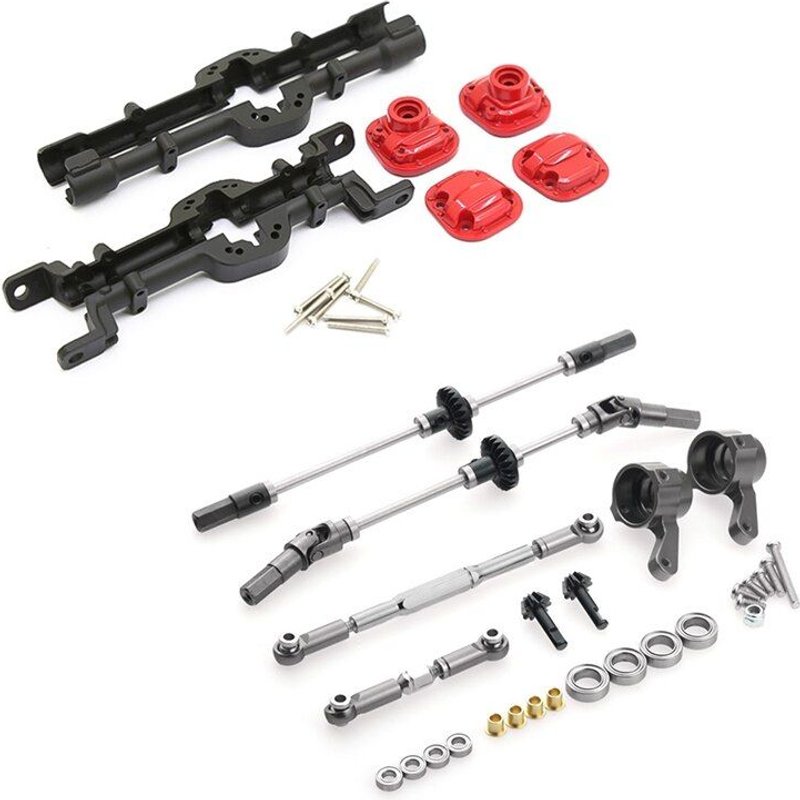 Essieu Avant Et Arrière Complet En Métal Avec Tige De Direction, Pièces De Mise À Niveau Pour Voiture Mn D90 Mn-90 Mn99 Mn99s 1/12 Rc