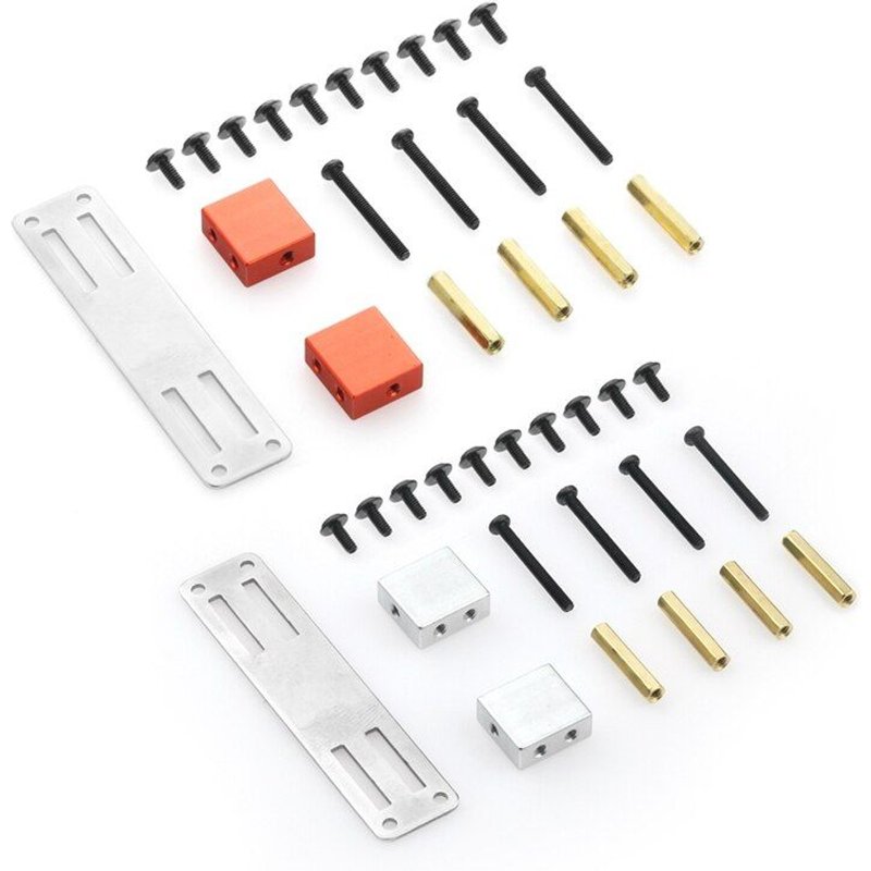 Kit De Support De Montage Fixe Servo En Métal, 2 Pièces De Mise À Niveau De Voiture Pour Camion Wpl B14 B16 B36 C24 C34 1/16 Rc, Rouge Et Argent