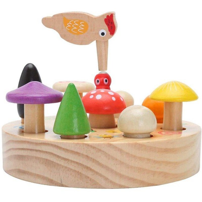 Jouets Magnétiques Éducatifs Pour Enfants, En Bois, Pour La Récolte Des Pics, Des Champignons, Pour L'Apprentissage Préscolaire