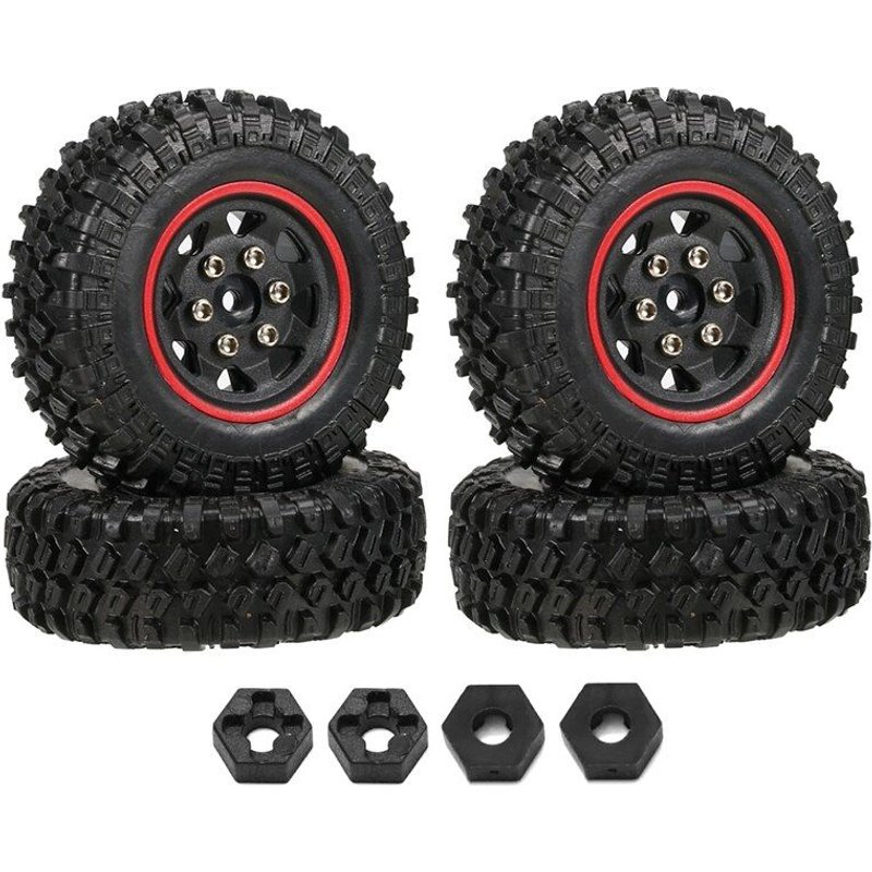 Ensemble De 4 Mini Roues À Chenilles Et Pneus, Pour Voiture À Chenilles Axiale 1/24 Rc Scx24, Pièces De Mise À Niveau