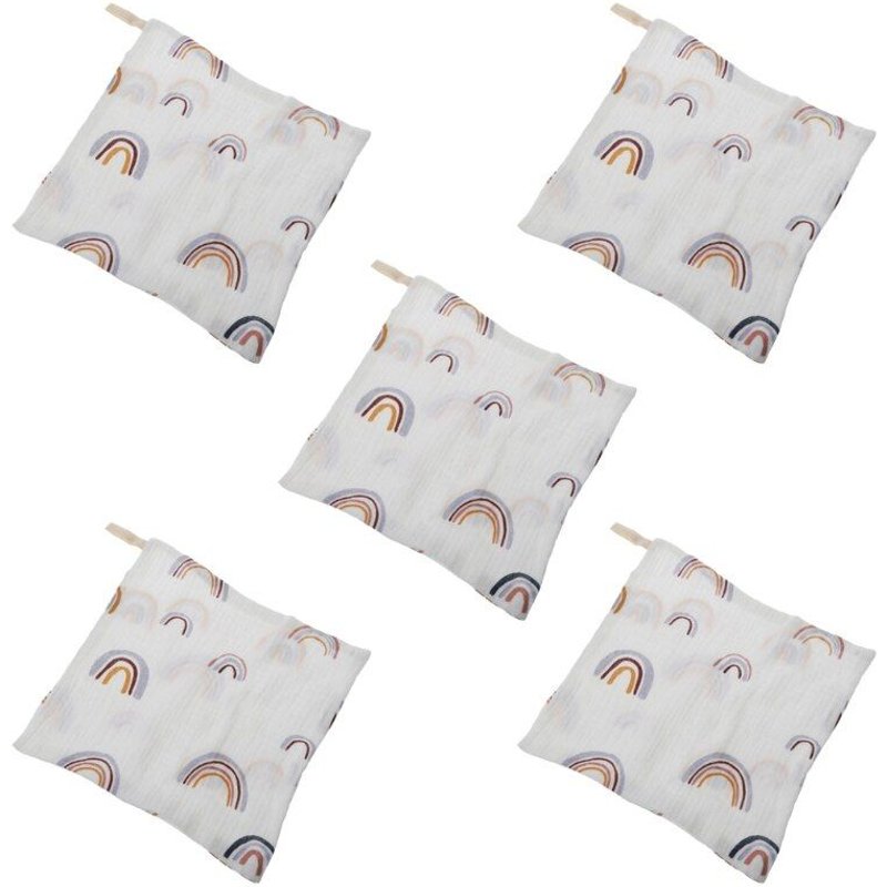 Serviette En Mousseline De Coton Pour Bébé, Mouchoir Arc-En-Ciel Pour Enfant, Lingette Pour Nouveau-Né, Bavoir D'Alimentation, 5 Pièces