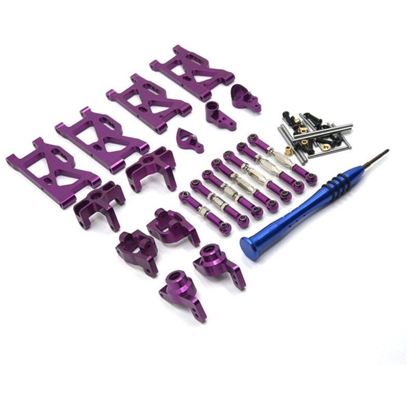 Pièces De Mise À Niveau De Voiture Wltoys 124018 124019 144001 Rc, Bras Pivotant De Direction En Métal, Base C Moyeu Arrière, Tige De Traction Servo