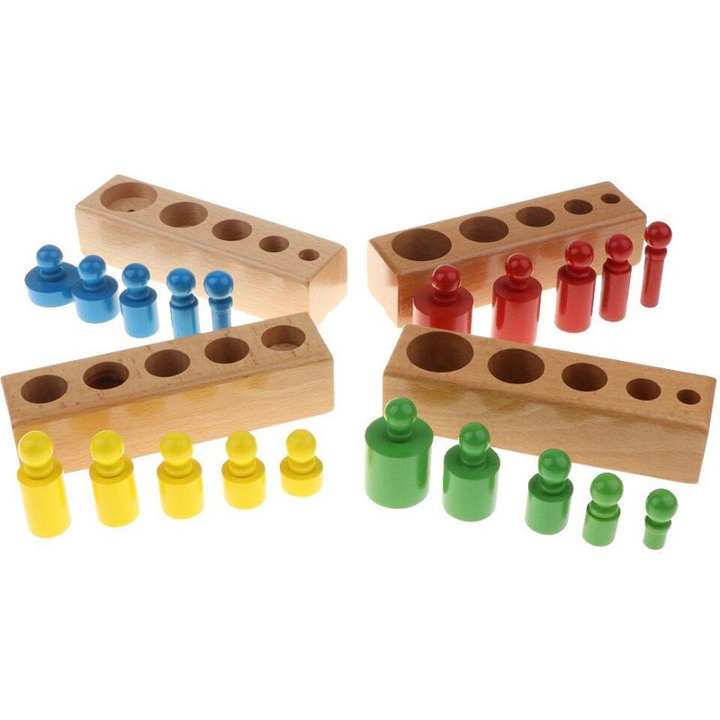 Douille De Cylindre À Boutons En Bois, Pack Familial, Jouet Éducatif D'Apprentissage Précoce,