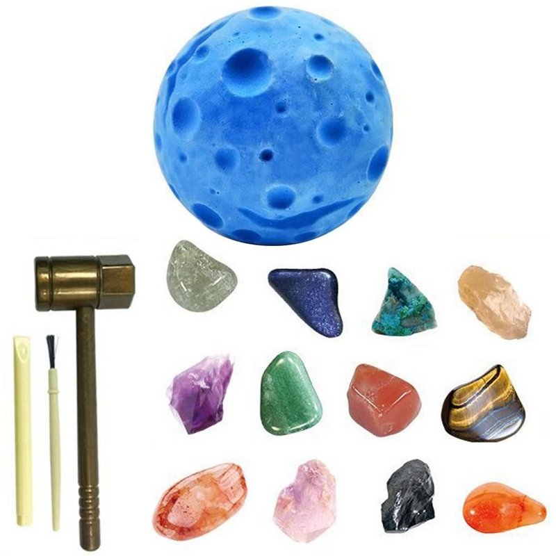 Kit De Creusement De Pierres Précieuses, Cristaux Minéraux, Jouets D'Excavation De La Planète, 12 Vraies Pierres Précieuses, Outils De Creusement Professionnels, Gemme De Découverte