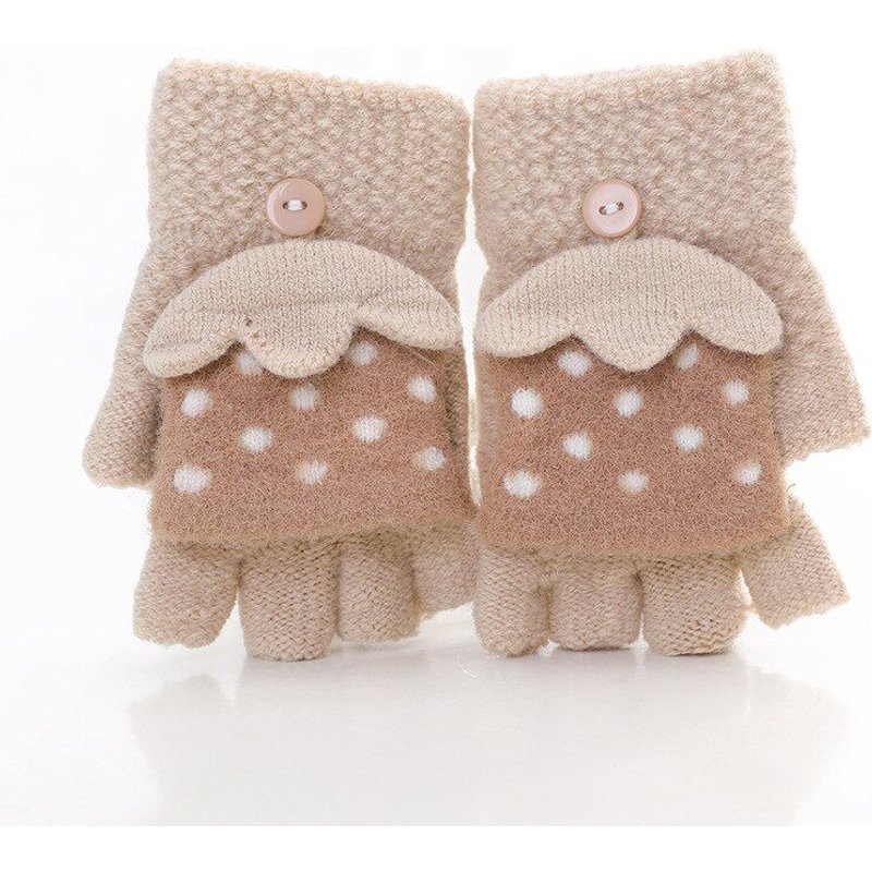 Gants D'Hiver Demi-Doigt Pour Garçon Et Fille De 8 À 12 Ans, Mitaines À Rabat, Dessin Animé, En Coton, Animal, Garde Au Chaud, Épais, Cadeau De Noël