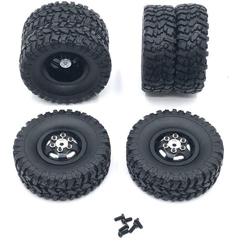 Pièces De Mise À Niveau En Métal De Voiture C14 24 34 44 B14 24 16 36 Rc 4wd, Roue Simple Avant, Roue Arrière Double, Pneu En Pierre Concassé