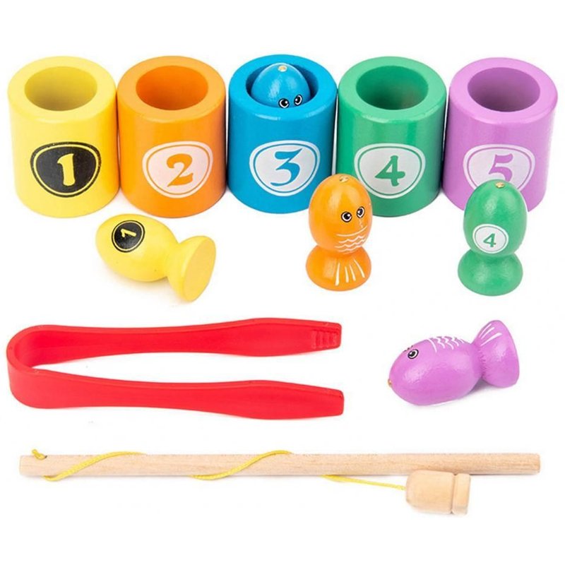 Jeu De Pêche Magnétique Numérique En Bois, Jouet Éducatif D'Interaction Parent-Enfant