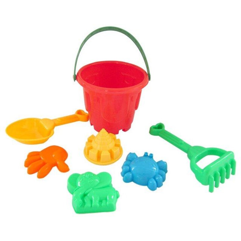 Grand Seau De Plage Pour Enfants, Ensemble De 7 Pièces Avec Pelle À Outils, Râteau, Jouets De Plage, D'Été, Interactif Parent-Enfant