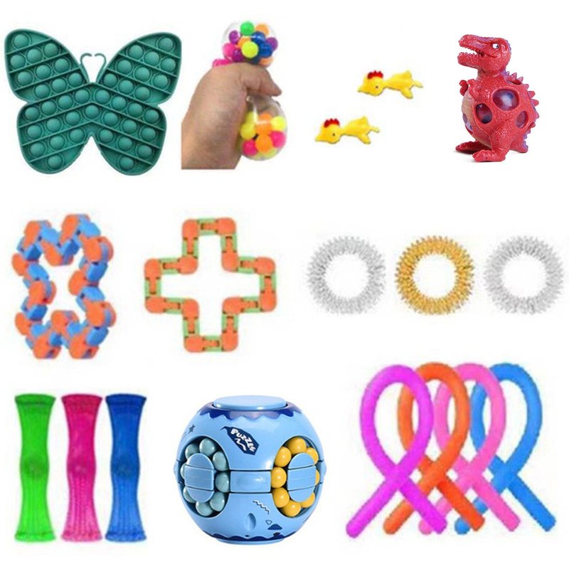Ensemble De Jouets Sensoriels, 18 Pièces, Anti-Stress, Pour Autisme, L'Anxiété, Pop Bubble