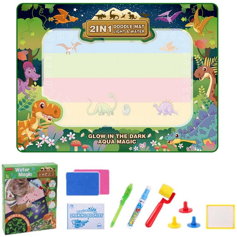 Toile De Dessin Magique À L'Eau Avec Stylo, Style Dinosaure, Tapis De Gribouillage, Lumière Lumineuse Et Dessin À L'Eau, Jouets Éducatifs